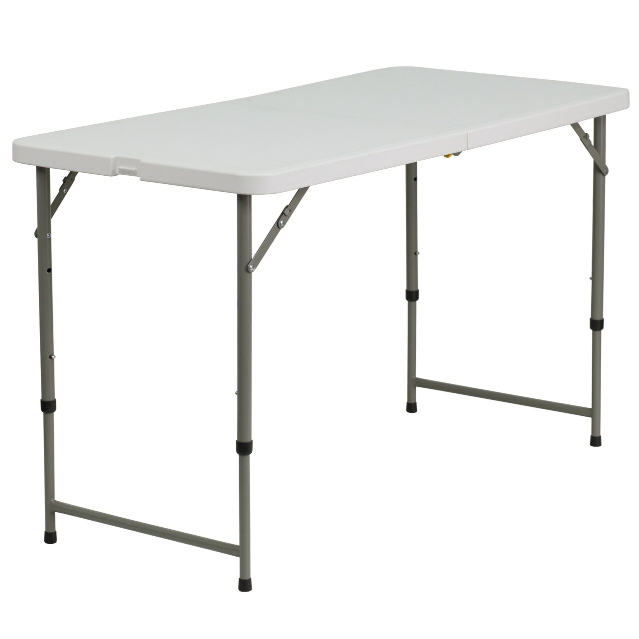 Flash Furniture 47.75" White Rectangular Height Adjustable Bi-Fold Outdoor Furniture Patio Folding Table